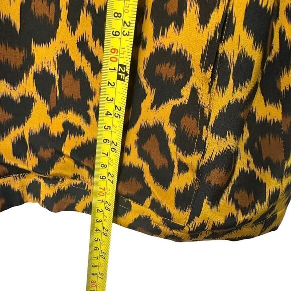 Womens Adam Douglass Silk Sz Large Animal Cheetah Brown Gold Black Button Jacket - Picture 7 of 9